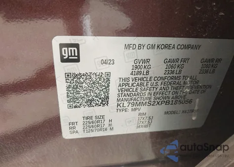 2023 Chevrolet Trailblazer Fwd Ls из США, поврежденный, VIN KL79MMS2XPB185056